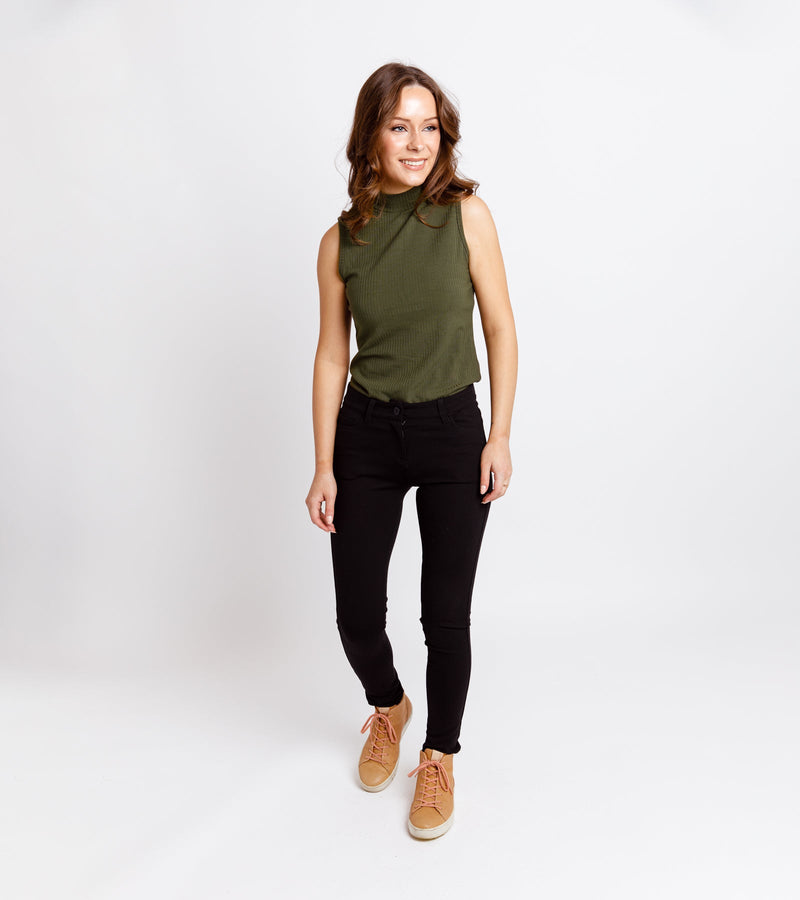SEVILLE RIBBED MOCK NECK - Army Green