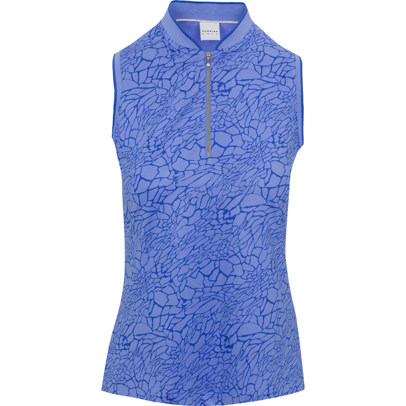 BRIGID VENTILATED PERFORMANCE SLEEVELESS POLO: JEWEL