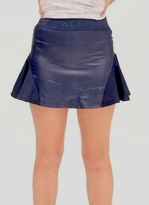 LUCKY IN "LEATHER" SKIRT - Navy