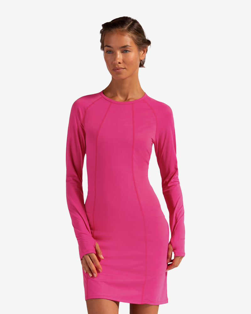 BloqUV women's long sleeve UV tunic dress in passion pink.