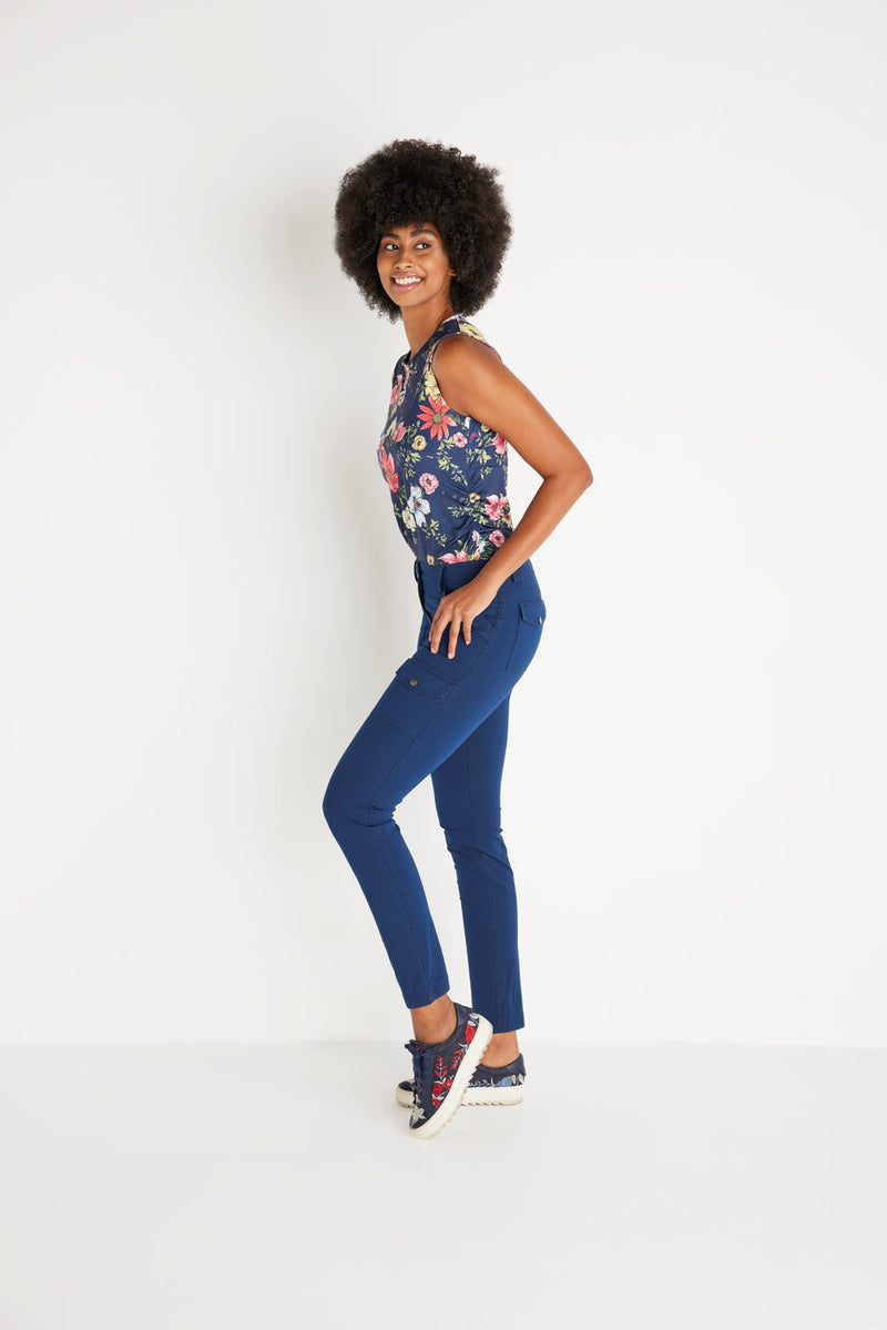 Anatomie Kate Stretch Denim Cargo Pant in Navy