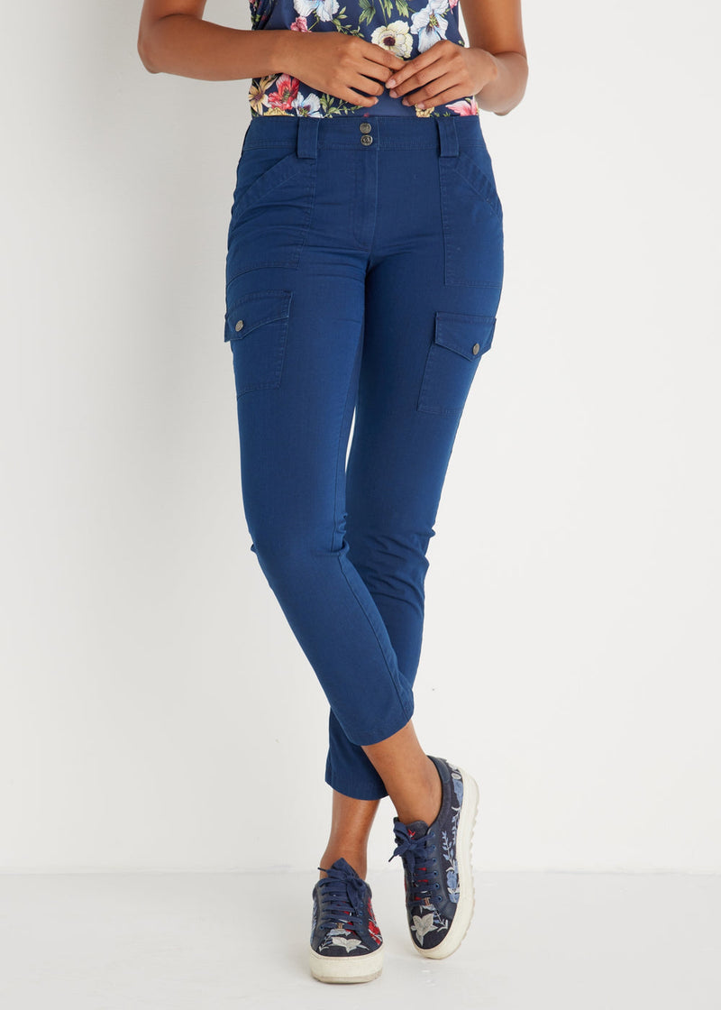 Anatomie Kate Stretch Denim Cargo Pant in Navy