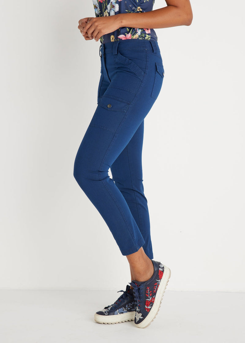 Anatomie Kate Stretch Denim Cargo Pant in Navy