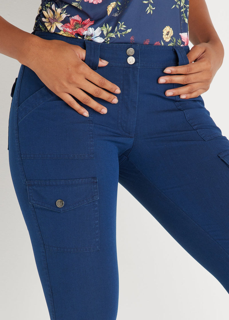 Anatomie Kate Stretch Denim Cargo Pant in Navy