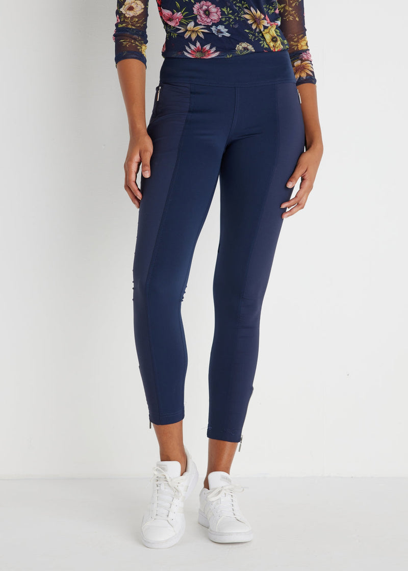 Anatomie Allie Hybrid Travel Pant in Navy, Slim Fit Pull On with Zippered Ankle.