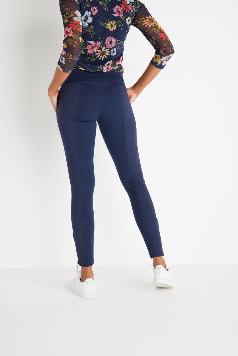 Anatomie Allie Hybrid Travel Pant in Navy, Slim Fit Pull On with Zippered Ankle.