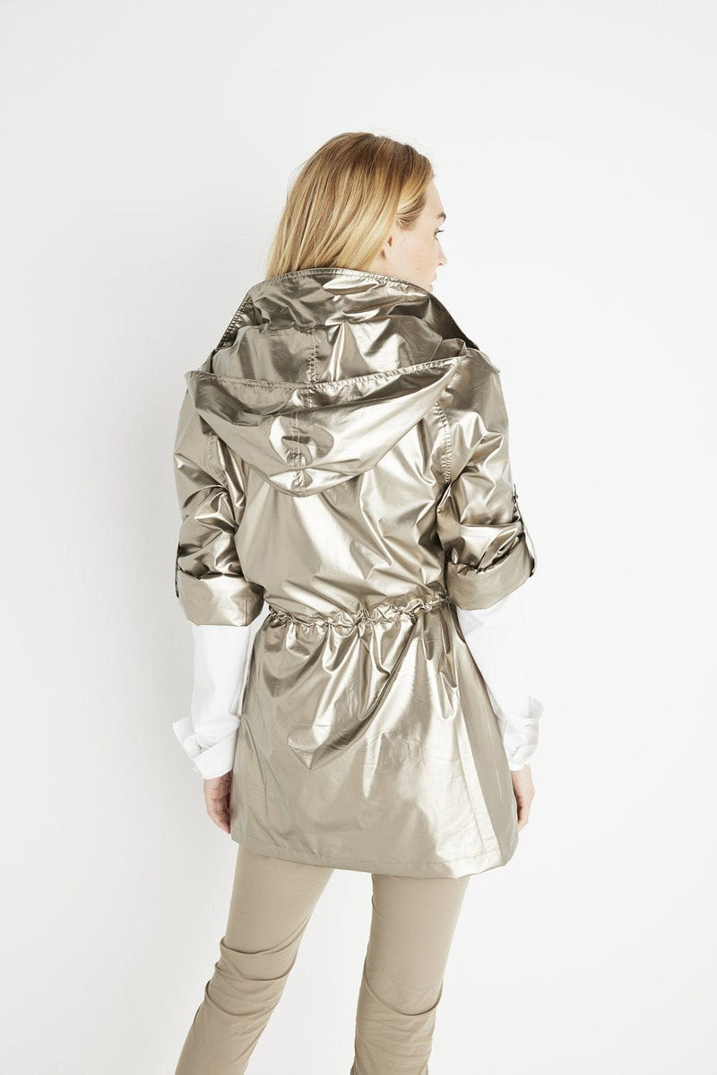 Anatomie Metallic Travel Merika Windbreaker in Light Golden Gold